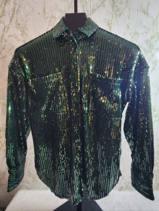 Curations DEBBIE DENMOM Tops - Curations DEBBIE DENMOM Sequin Button Down
